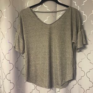 Maurices Gray Flutter Sleeve Top